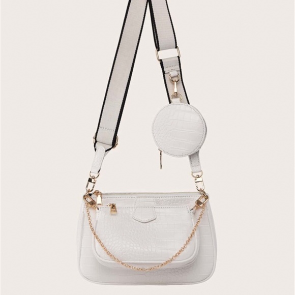 Handbags - white 3 piece croc embellished bag multi pochette